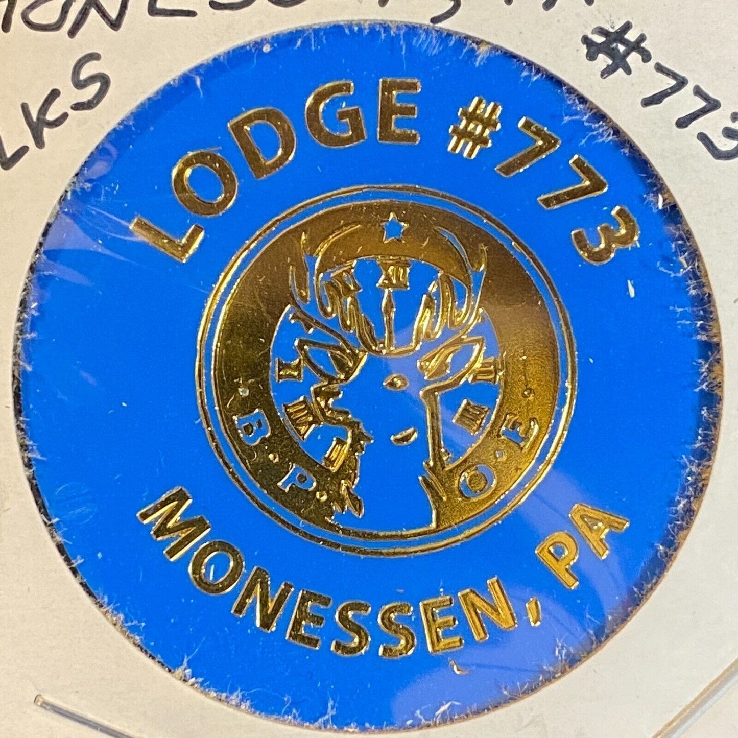Monessen, PA BPOE Lodge 773 c1980's Plastic Token "G/F One Top Shelf"