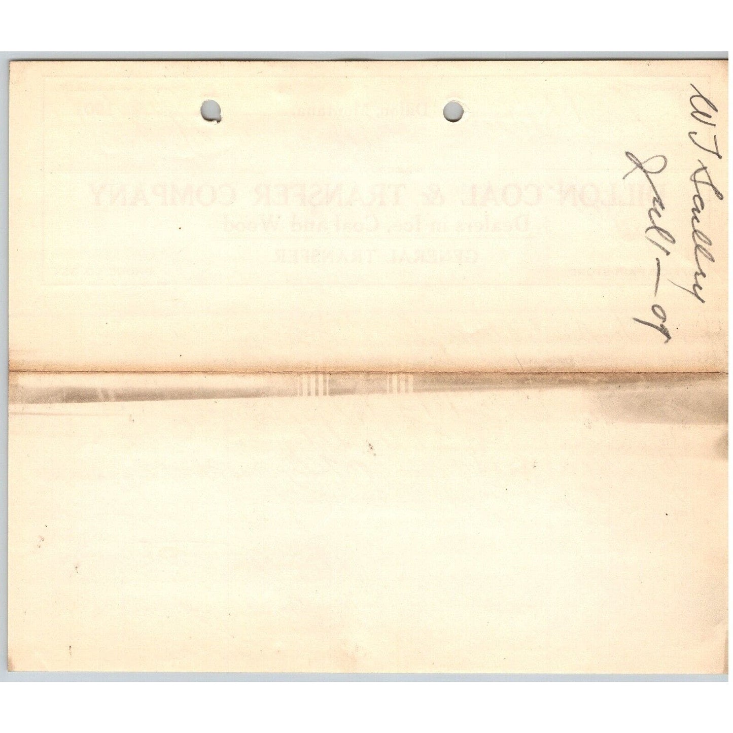 Dillon, MT Dillon Coal & Transfer Co Ice Wood Jul. 1909 Billhead G.T. Paul*