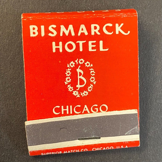 Bismarck Hotel Chicago Chalet Restaurant c1960's Full Matchbook VGC