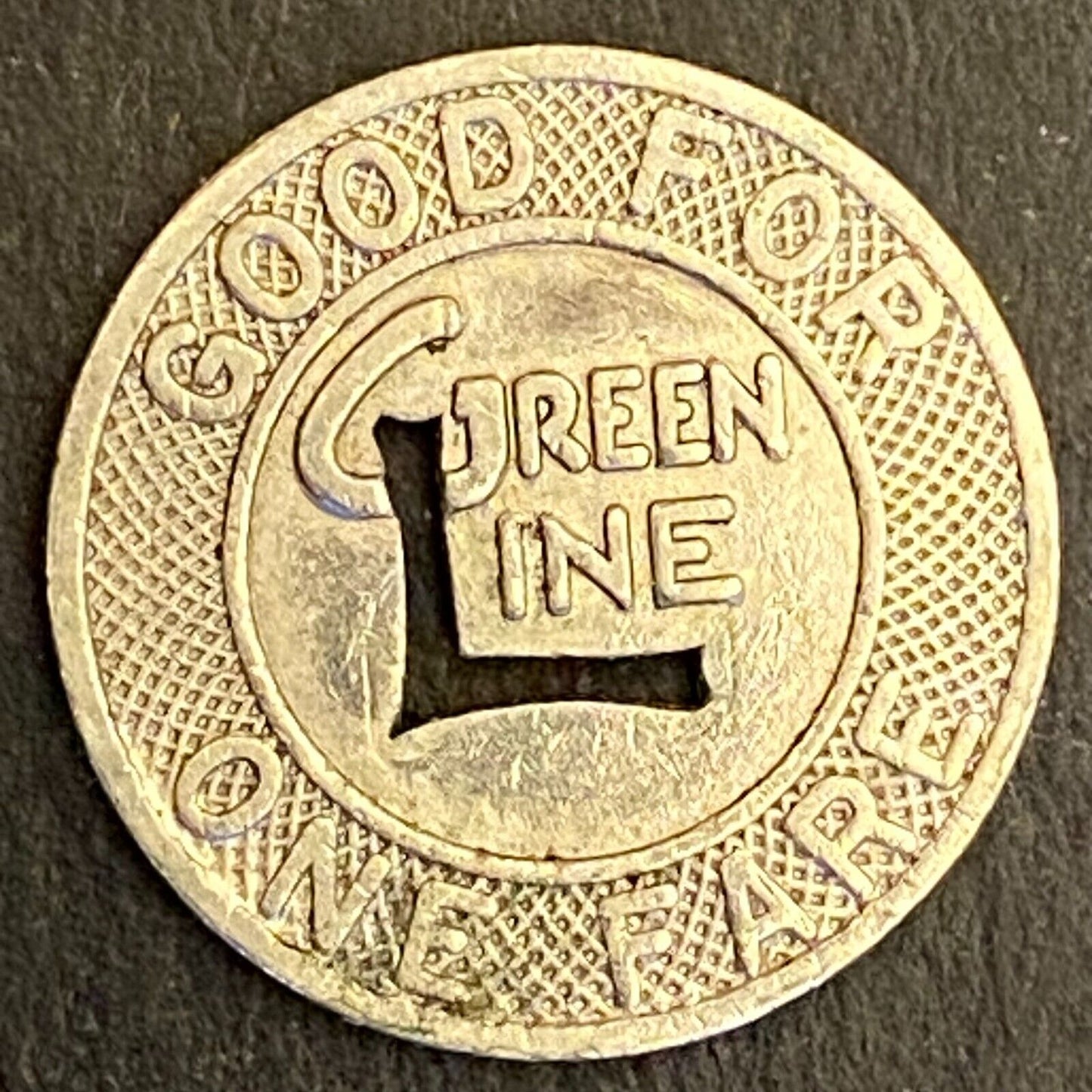 Green Line Transit Token Covington C.N. & C.T Transp. Co. G/F One Fare 16mm (#1)