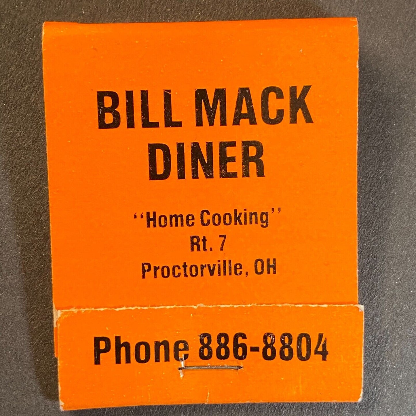 Bill Mack Diner Proctorville, OH Full Matchbook c1975-80's Scarce VGC