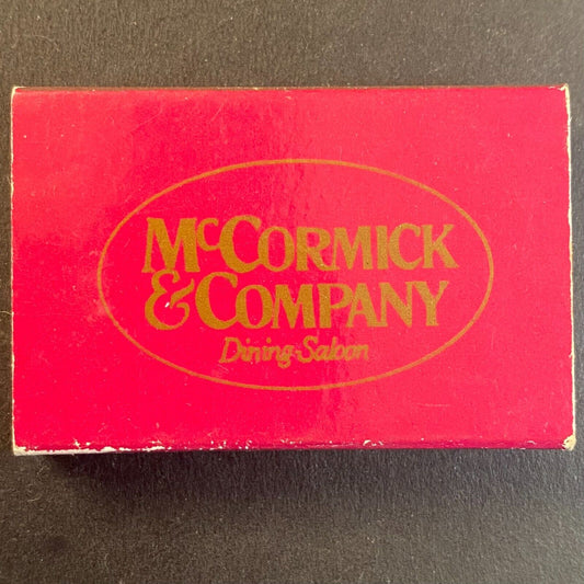 McCormick & Company Dining Salon Bristol, CT Restaurant Vintage Matchbox Scarce
