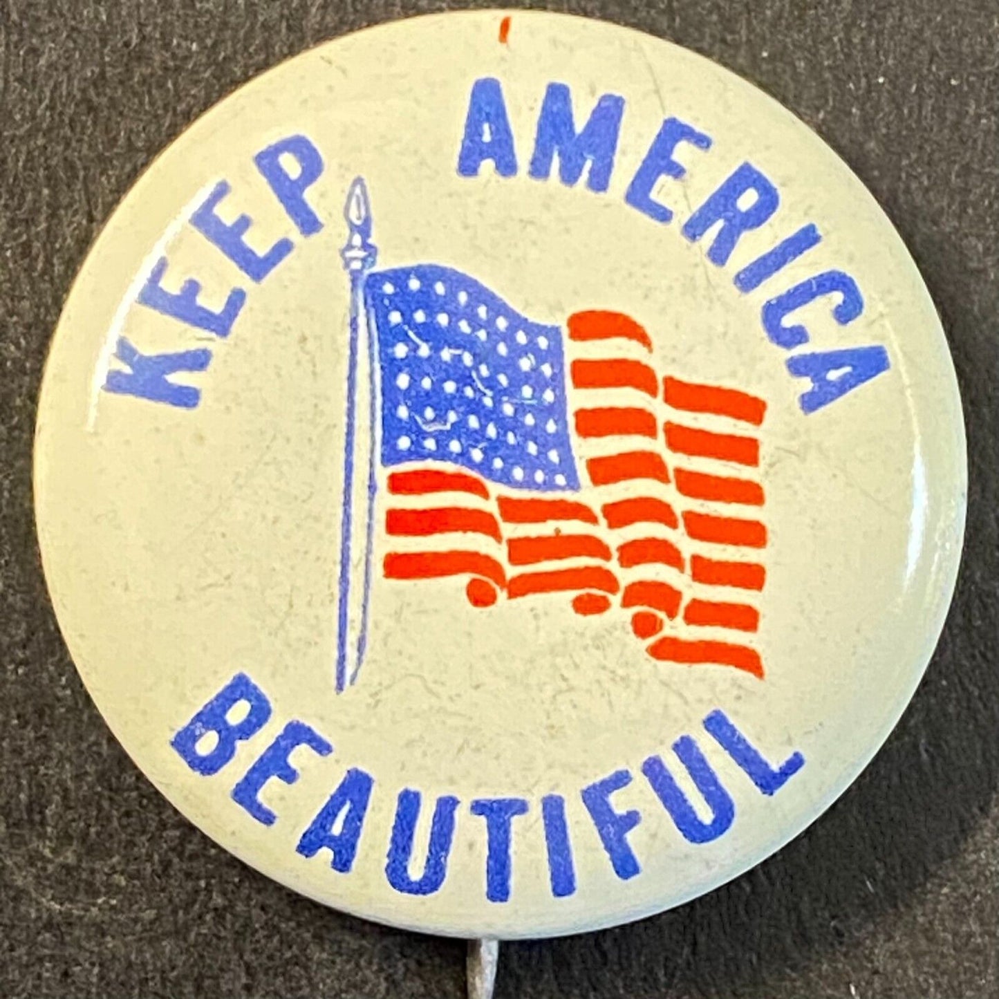 American Flag Vintage Patriotic Steel Litho Pinback 3/4" c1960's