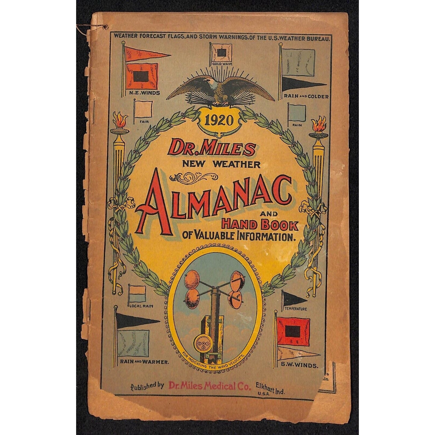 1933 Dr. Mills All Weather Almanac and Handbook 32pp & 1920 Edition in Bad Shape