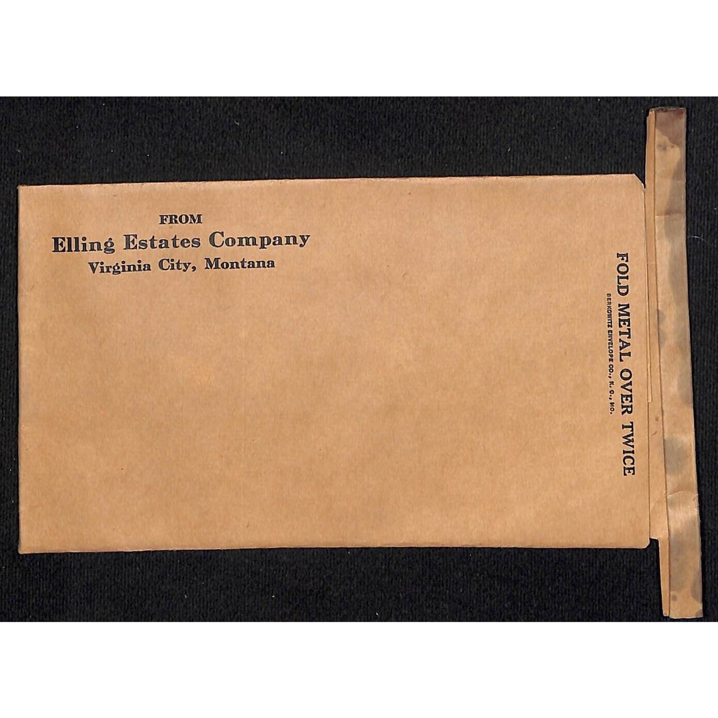 Virginia City, MT Elling* Estates Company c1920's-40's Berkowitz Envelope (#6)