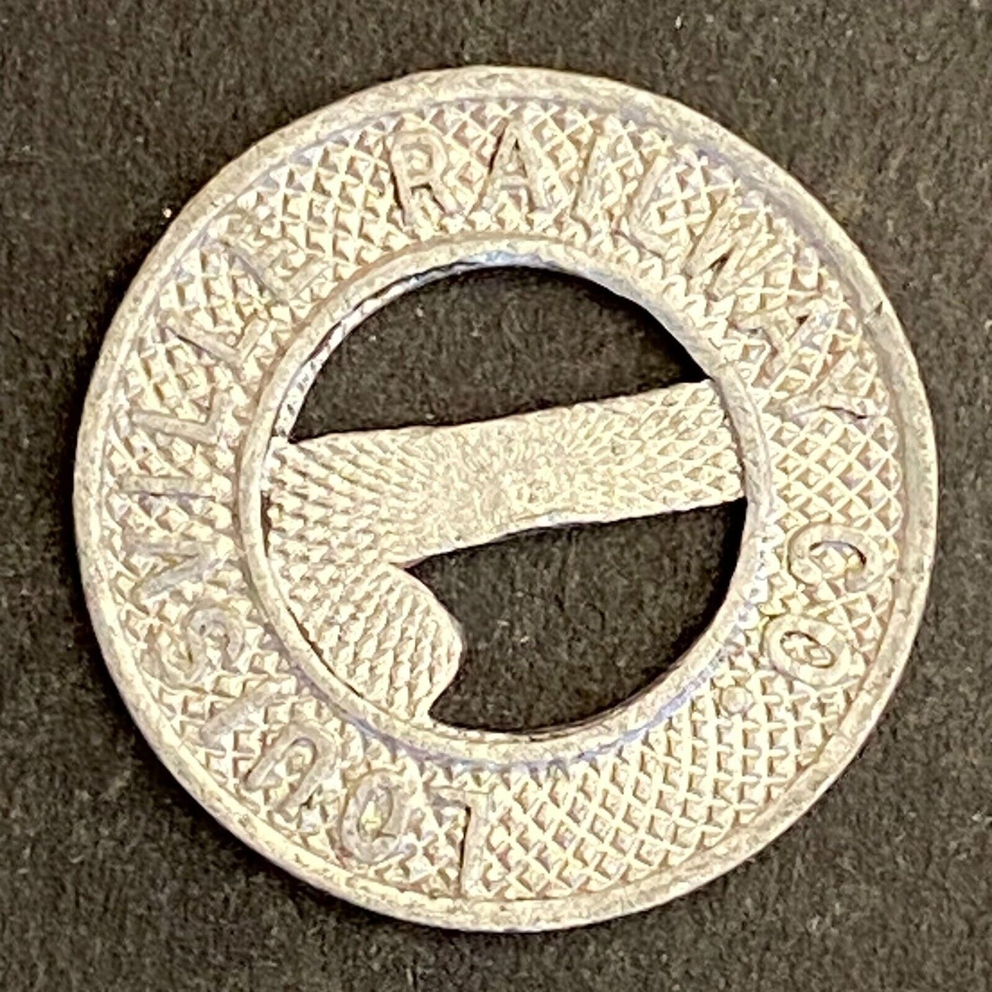 Louisville Railway Alum. Good For One Fare Transit Token 16mm (#2)