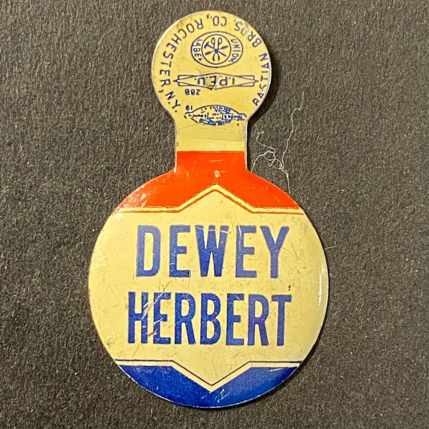 Dewey Hubert Election Campaign 3/4" Steel Fold Over Pin