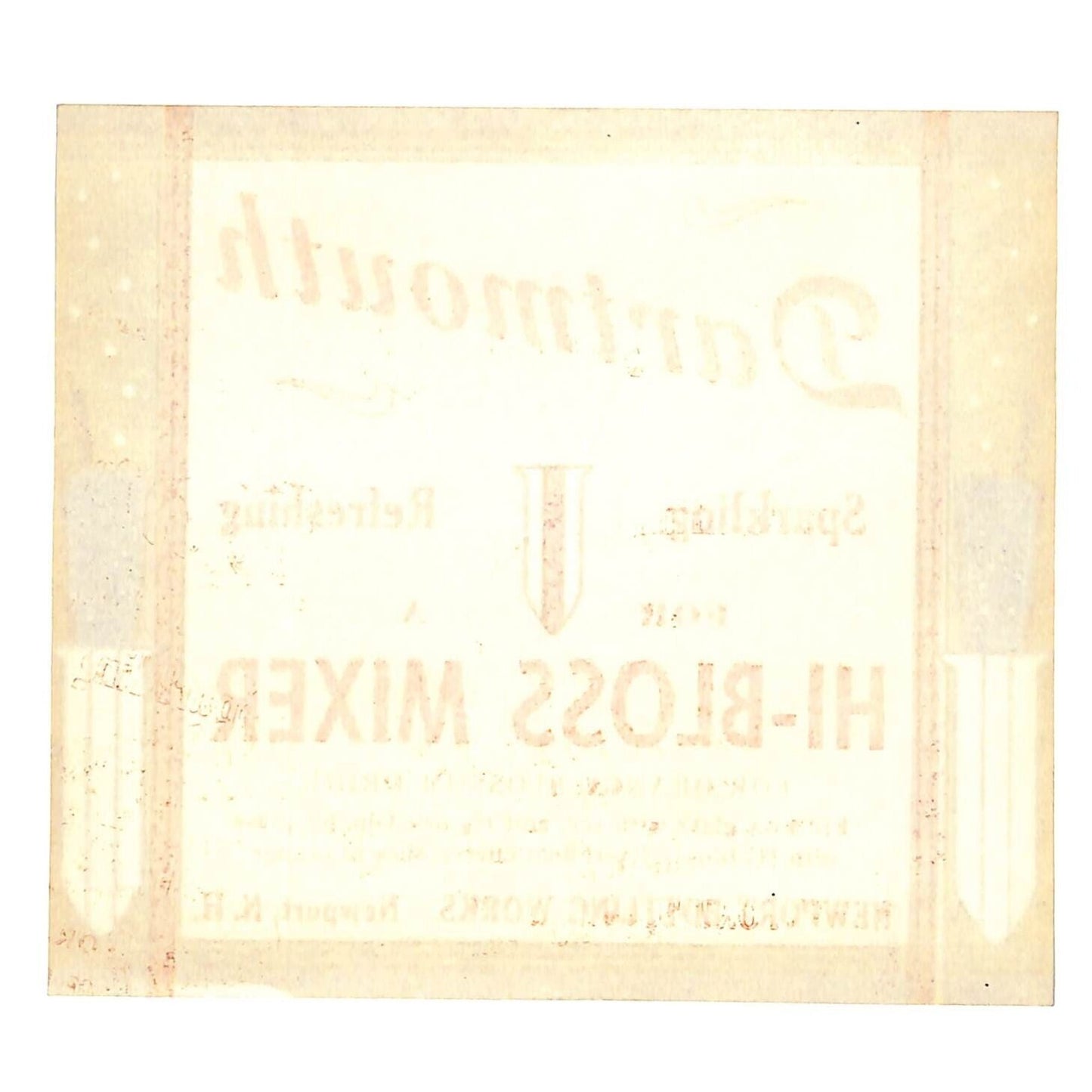 Dartmouth Hi-Bloss Mixer Newport Bottling Works NH c1930's Soda Label VGC