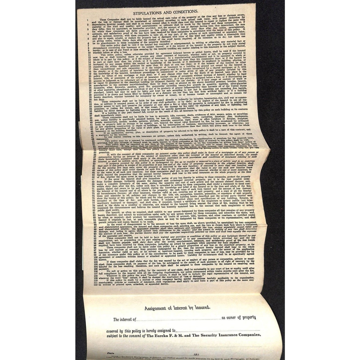Heaton & Taylor Insurance Salem Samuel Wang Co* North Georgetown 1915 Policy