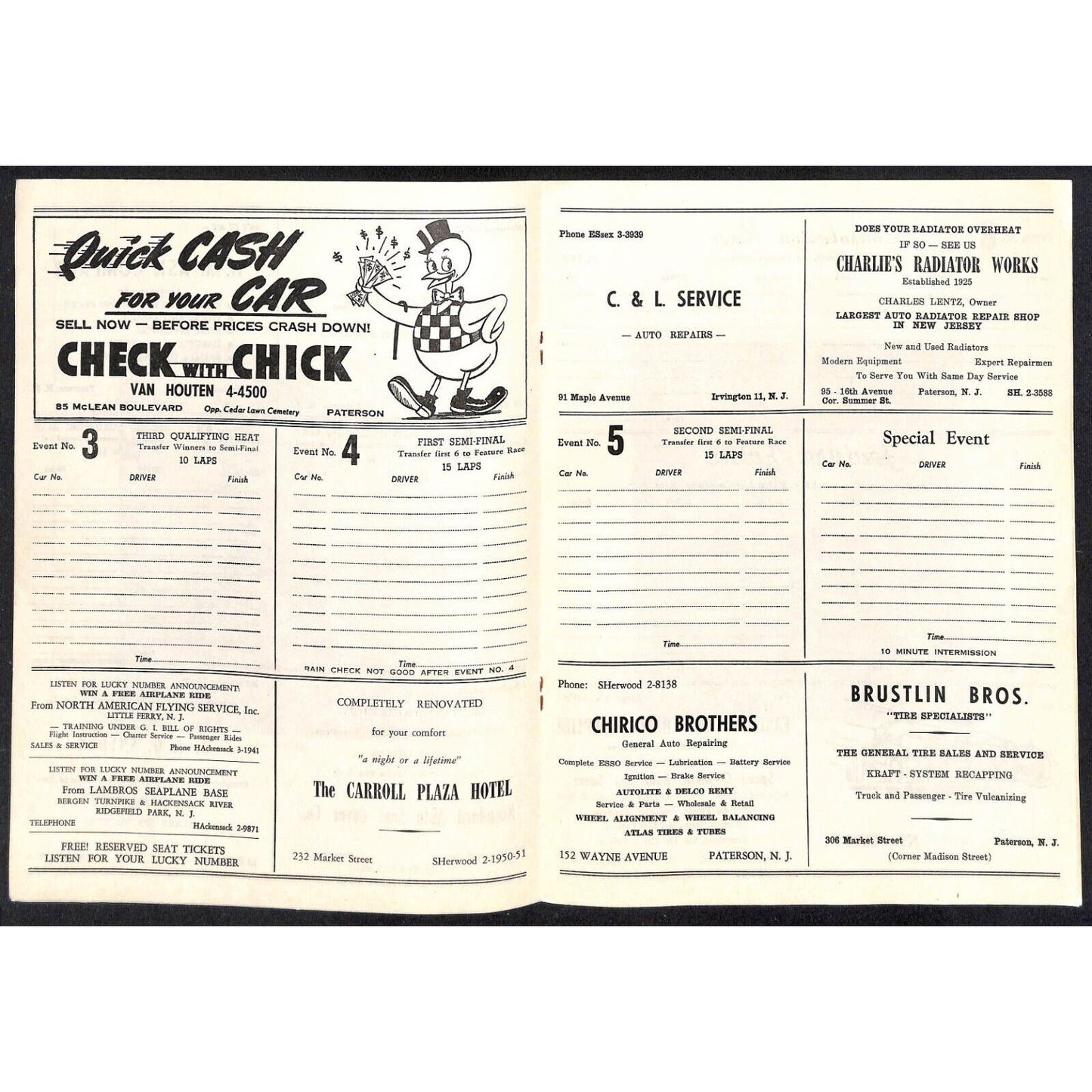 Hinchliffe Stadium ? Auto Racing Program Midget Car Al Duris & Paul Russo Scarce