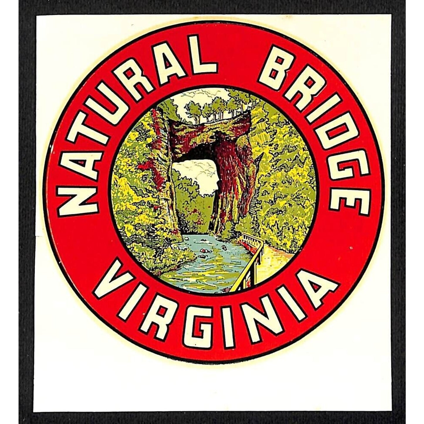 Natural Bridge Virginia c1950's-60's Water Transfer Decal Goldfarb Novelty