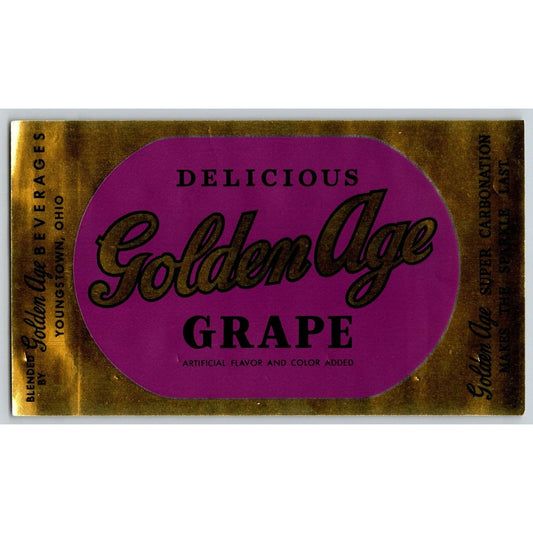 Group of 5 Golden Age Beverages Foil / Paper Soda Label Youngstown, OH c1940's