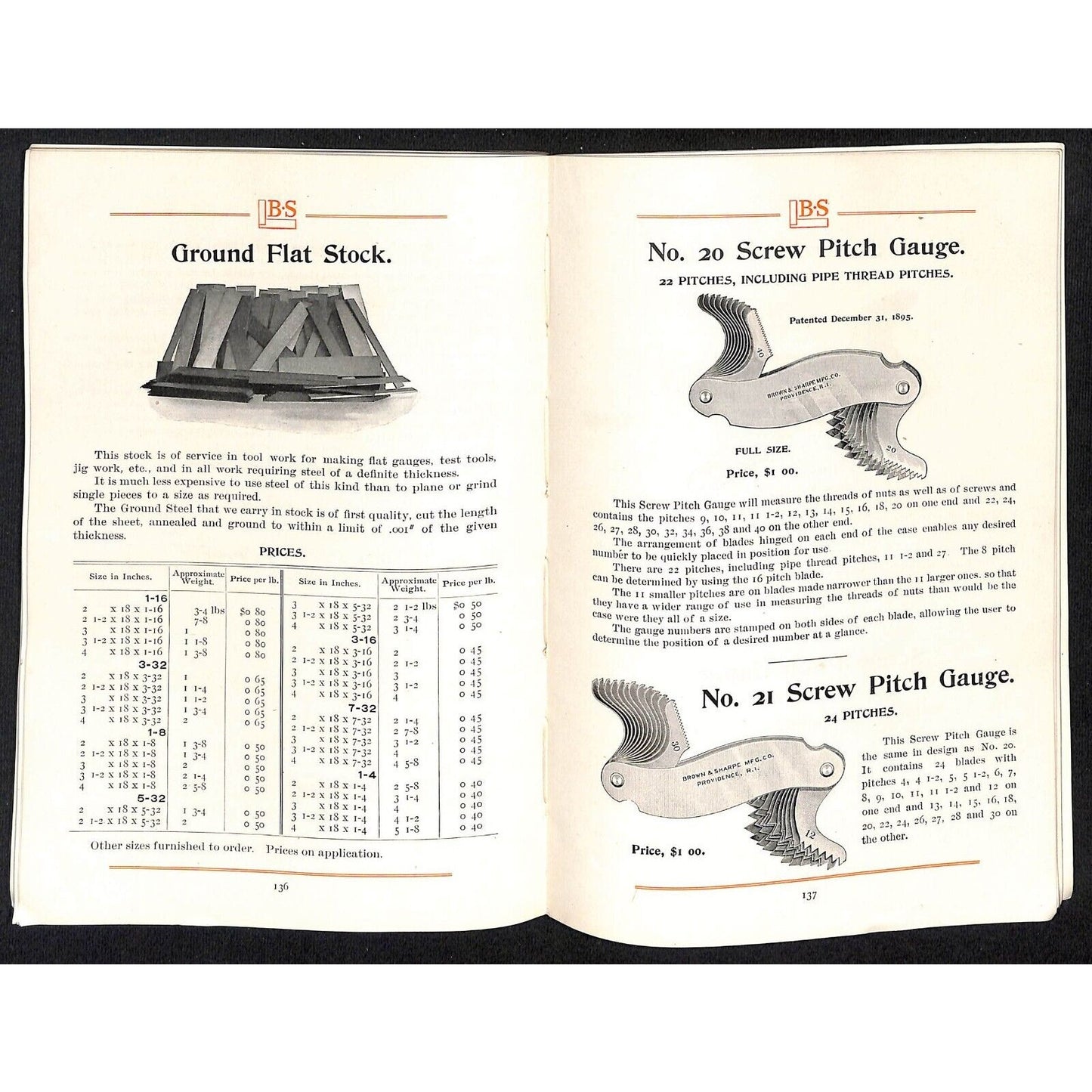 Brown & Sharpe Catalog 109 Mechanical Machinists Tools 183pp w/ Prices c1907 VGC
