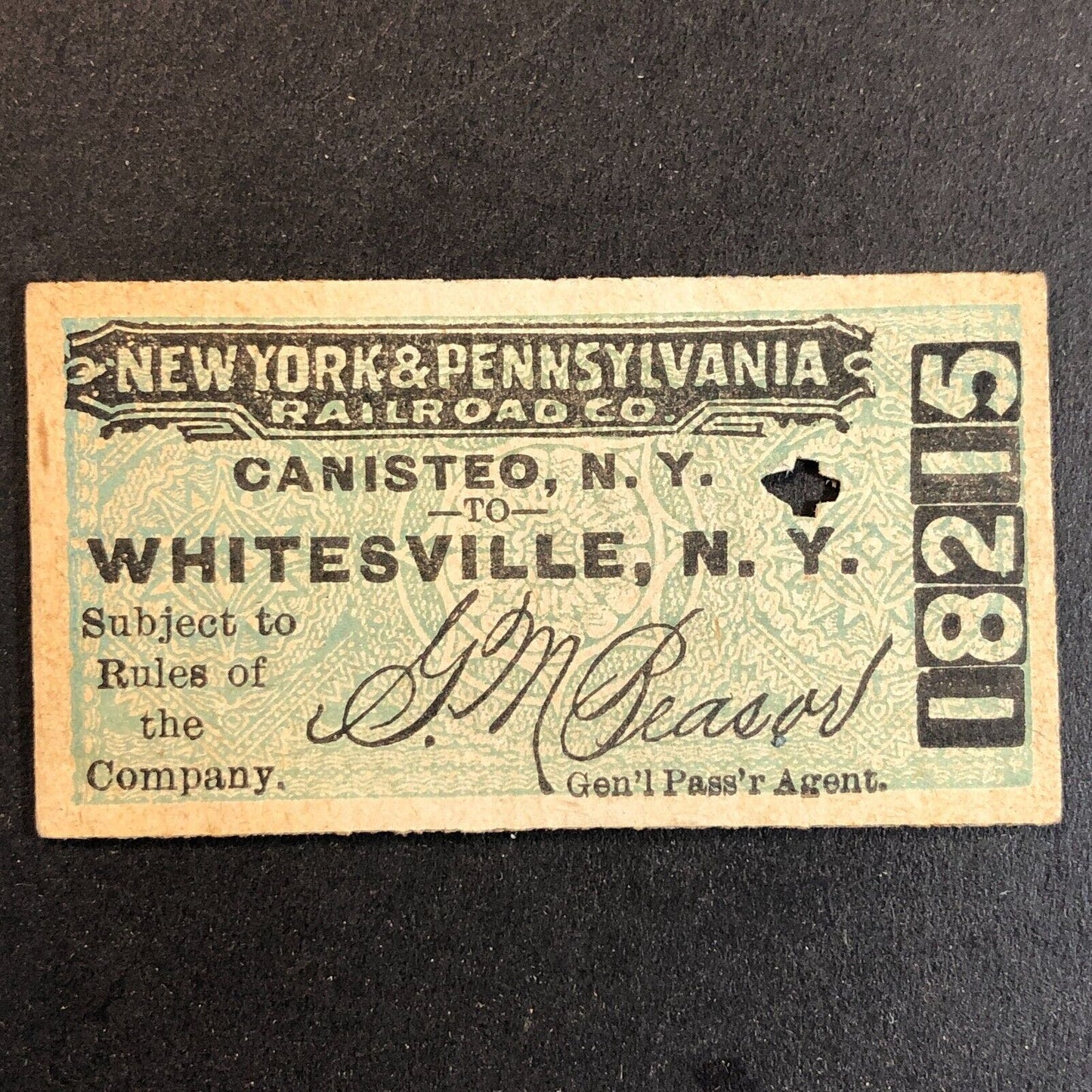 New York & Pennsylvania Railroad July 2 1917 Whitesville, NY Ticket #18215