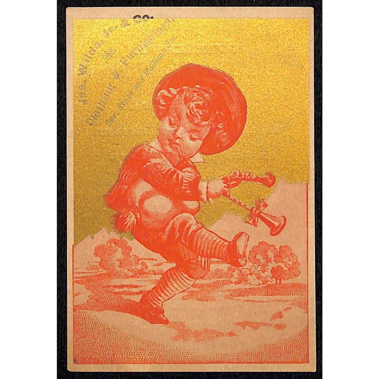 James Wilde Men's Suits Victorian Trade Card Boy Dances with Horn ?