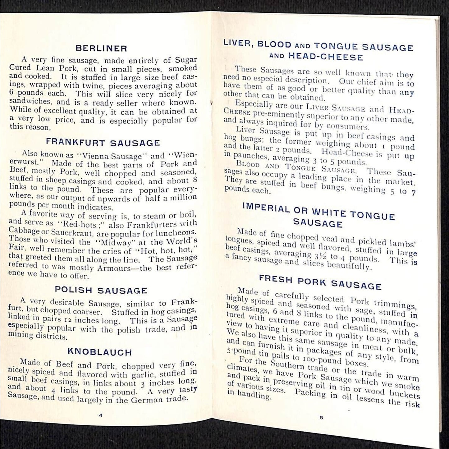 Armour & Company Chicago "Something for Everybody" Product 11pp Booklet c1890's