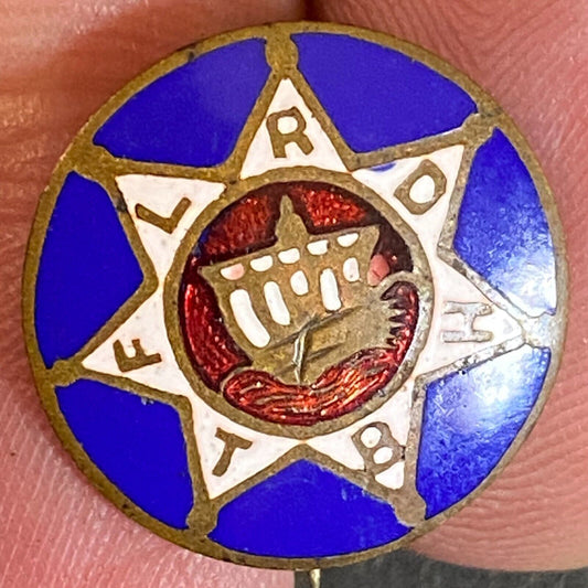 F.L.R.D.H.B.T. ?? Menorah Color Enameled Lapel Pin 16mm Scarce