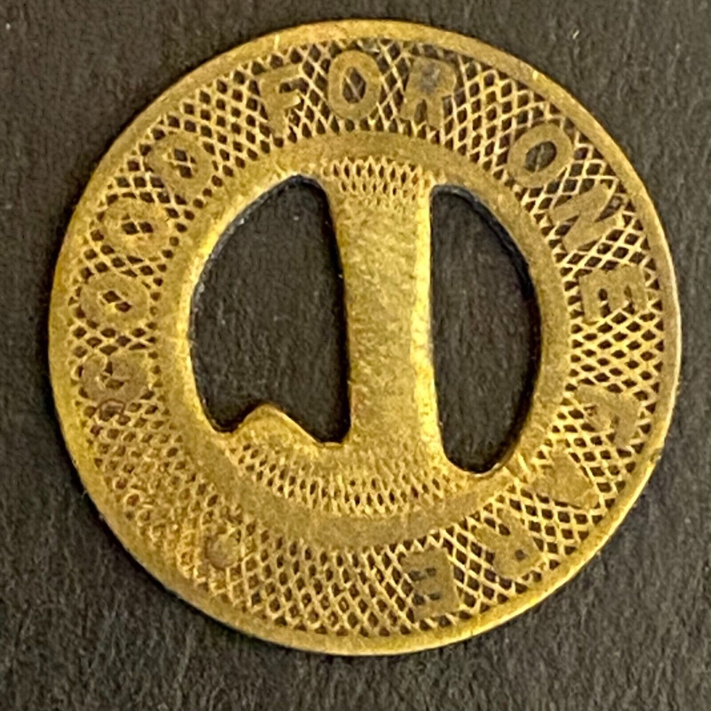 Louisville Railway Co. G/F One Fare Brass Transit Token 16mm (#2)