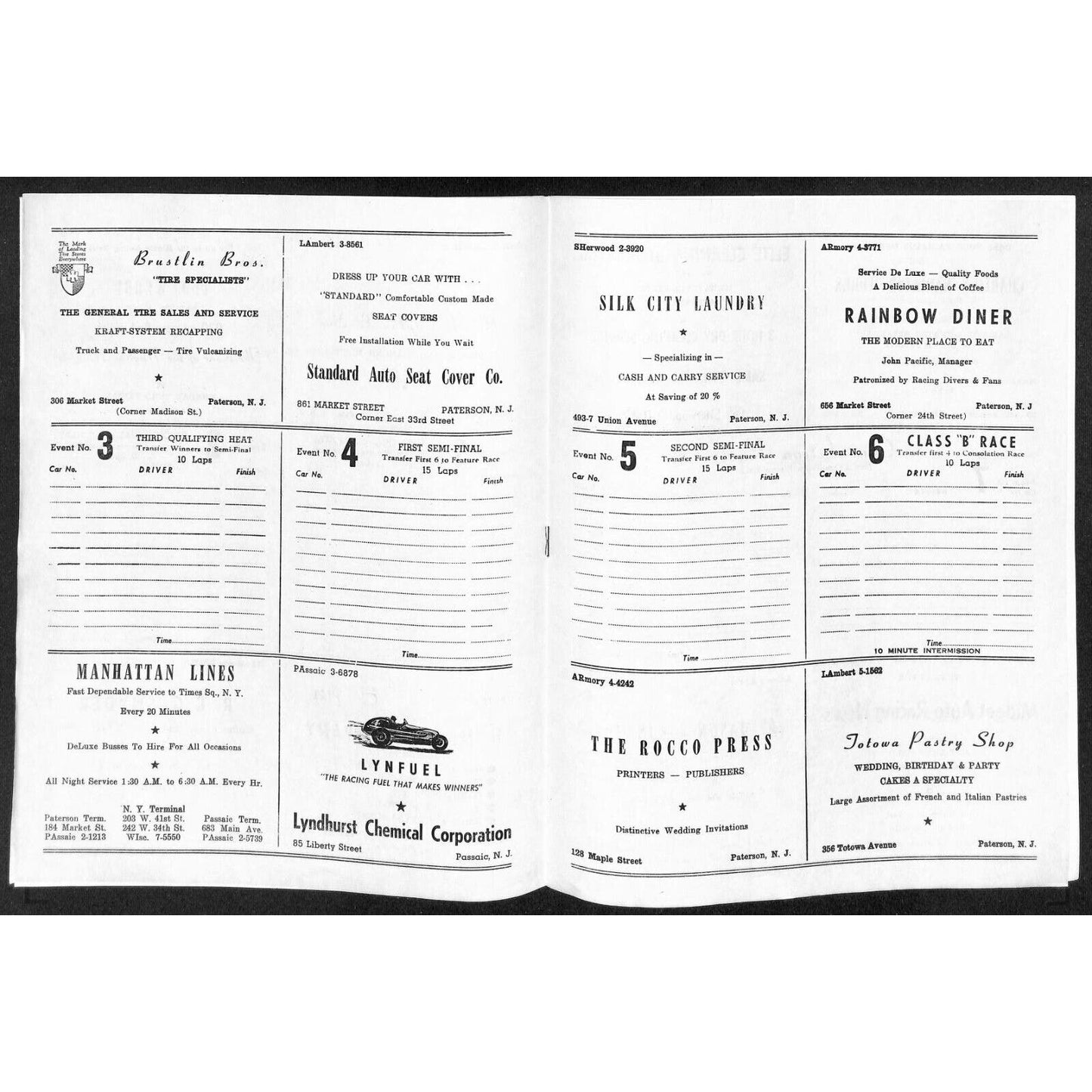 Hinchliffe Stadium Midget Auto Races 1947 Program Andy Van Heusen 4pp VGC