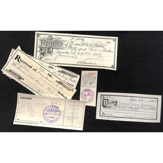 Butte Pony Montana 1910-1912 Group of 6 1910-1912 Payment Receipts