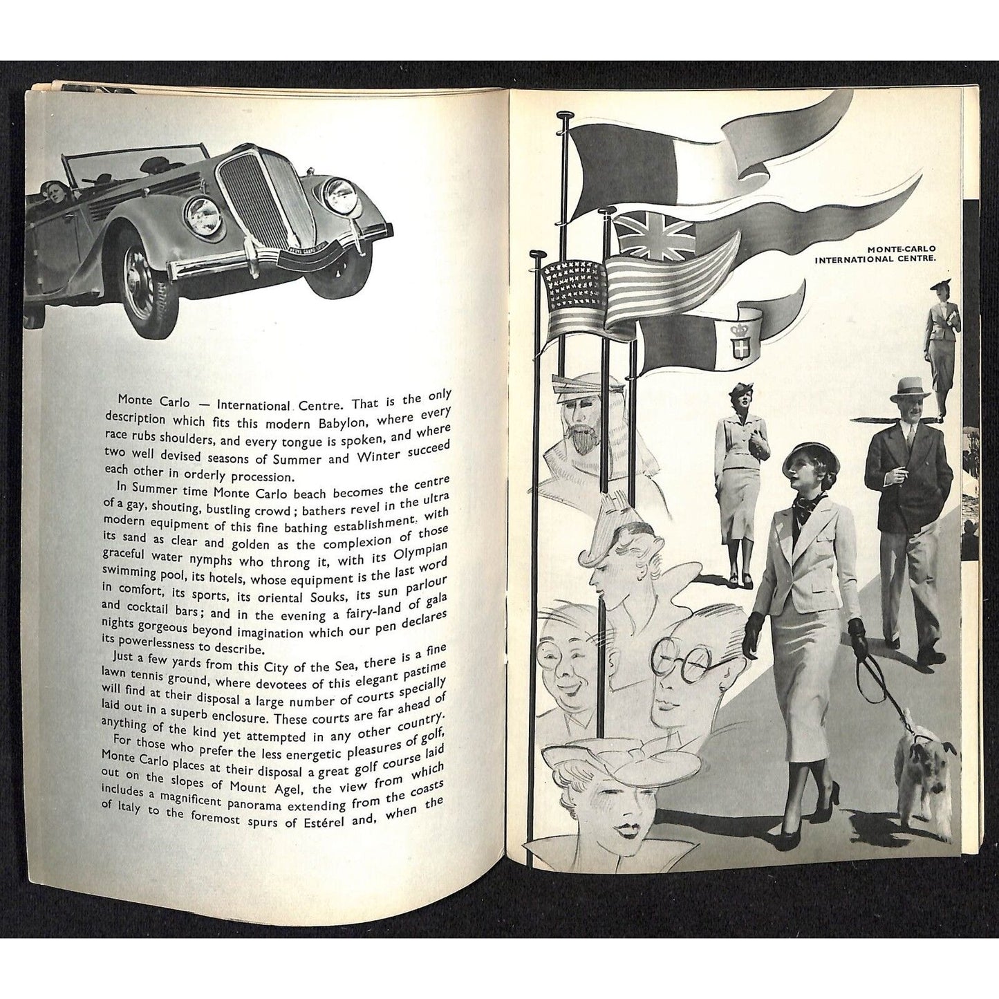 c1930's "Principauté de Monaco" Travel Brochure 32pp + Fold-Out Centerfold Pages