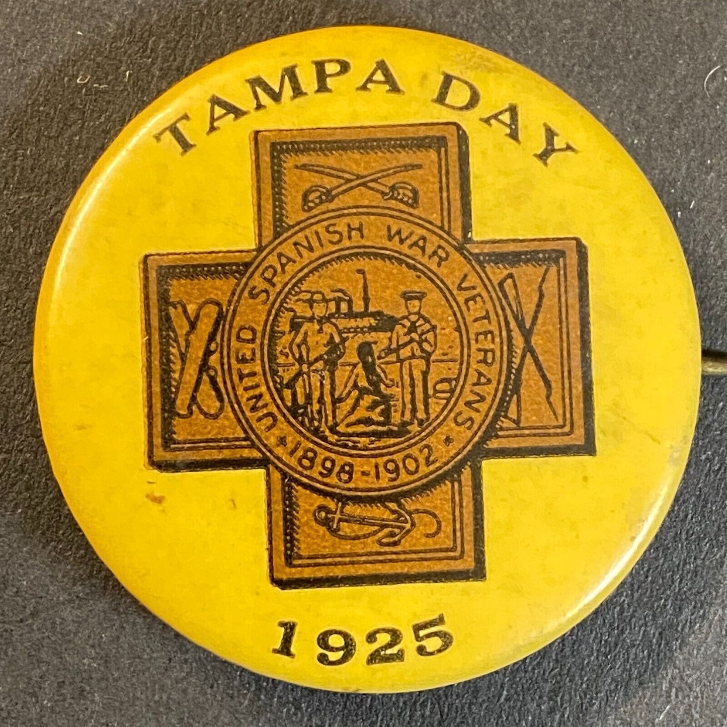 1925 Florida Day / United Spanish War Veterans Celluloid Pinback Hoag - Scarce