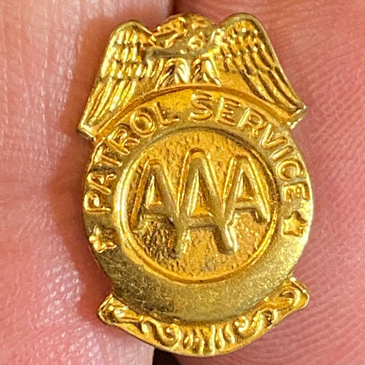 AAA Patrol Service Gold Colored Award Lapel Pin c1950's 17mm