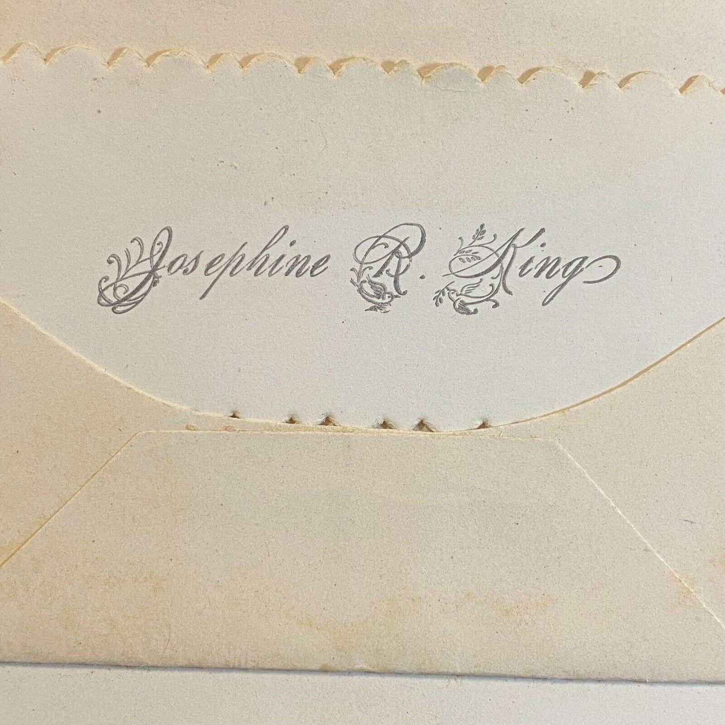 Josephine R. King Victorian Die Cut Envelope Name Card Greeting "Truly Thine!"