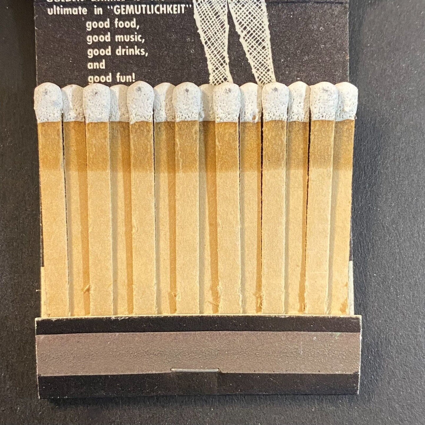 Henrici's Golden Barrel Restaurant Gemutlichkeit c1965-73 Full Matchbook