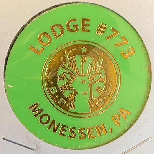Monessen, PA BPOE Lodge 773 c1980's Plastic Token Drinks "G/F One Can Pop"