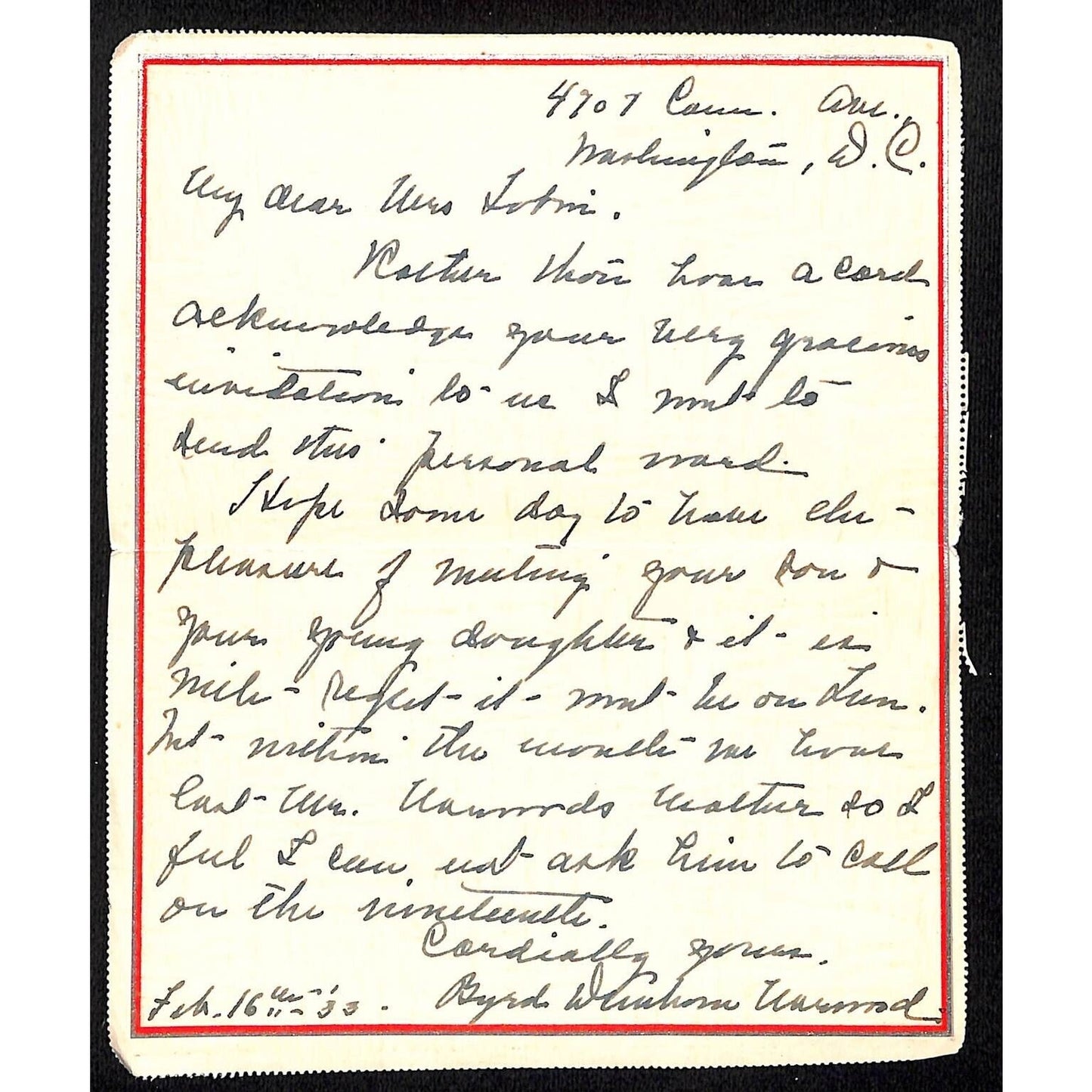 1933 Washington DC PM Letter & U.S. Capitol Christmas Card