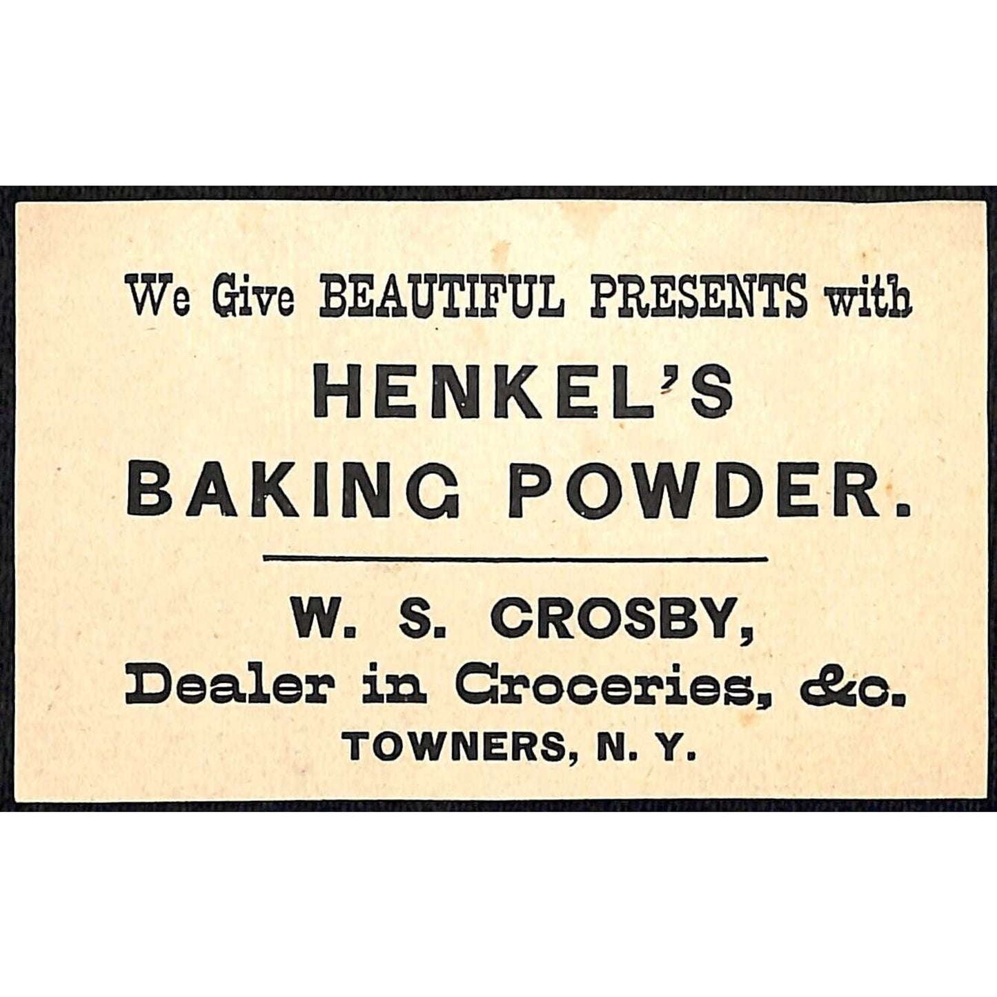 Henkel's Baking Powder Paterson, NJ Victorian Trade Card Girl Plays w/ Parrot
