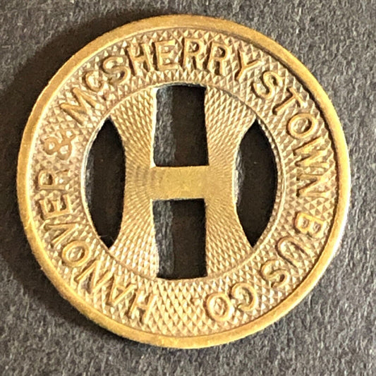 Hanover & McSherrystown Bus Co G/F One Zone Fare Brass Transit Token Scarce 16mm