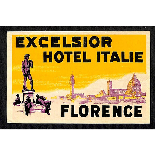 Excelsior Hotel Italie Florence Luggage Label c1930's-40's VGC