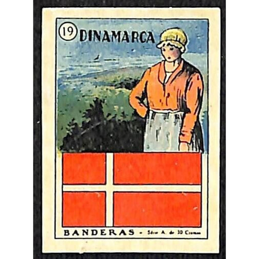 Denmark / Dinamarca Country Banderas / Flag Matchbox Label Series Vintage #19