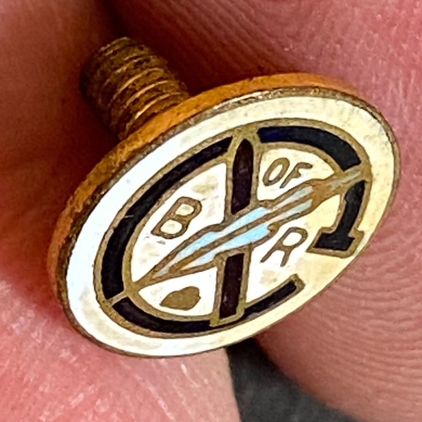 Brotherhood of Railroad Clerks Small Color Enameled Lapel Pin 10mm c1925-35