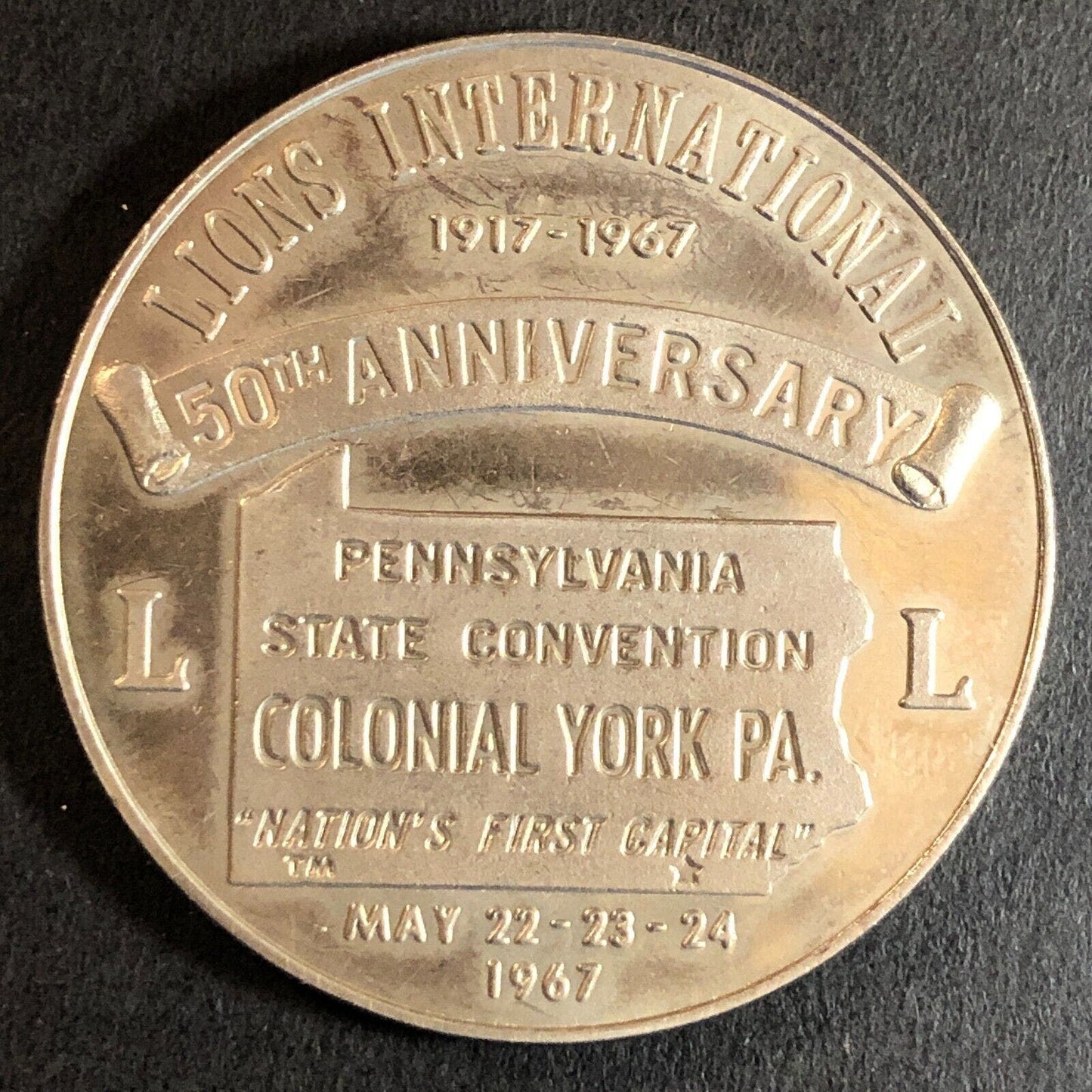 1969 25th Anniversary North York Lions Club Reeded Medallion 39mm 24g VGC