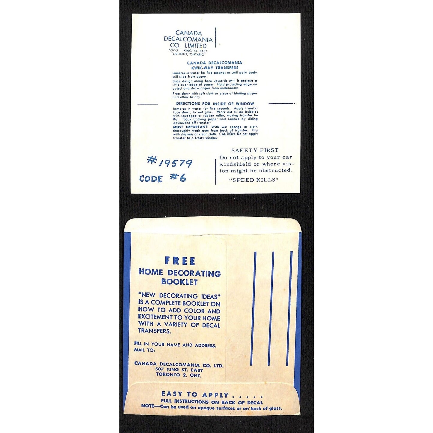 Canada Iroquois Locks c1950's-60's Decalcomania Kwik-Way Water Transfer Decal