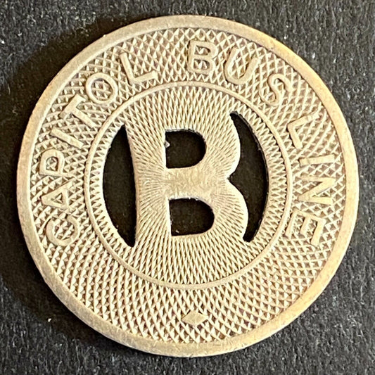 Capitol Bus Line (Bismarck, ND) WM G/F One Bus Fare Transit Token -- 20mm