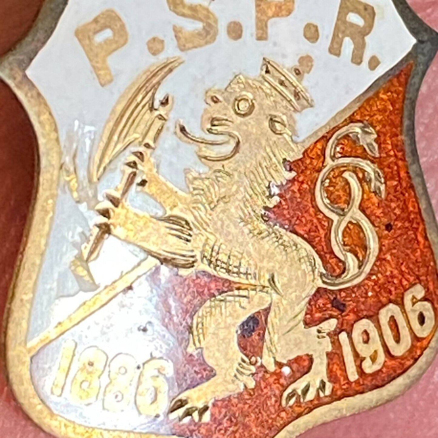 P.S.P.R. ?? 1886 - 1906 Color Enameled Shield Lapel Pin 19mm - Unknown Origin