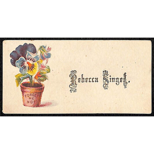 "Rebecca Singer" Victorian Calling Greeting Card w/ Potted Flowers