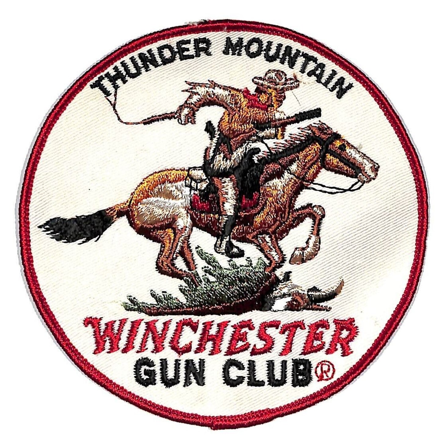 Winchester Thunder Mountain Gun Club (Ringwood NJ) Embr. Patch 5" Scarce c1960's