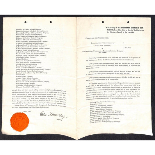 1898 George Rice vs. Cincinnati, Washington & Baltimore Case re: Empty Tank Cars