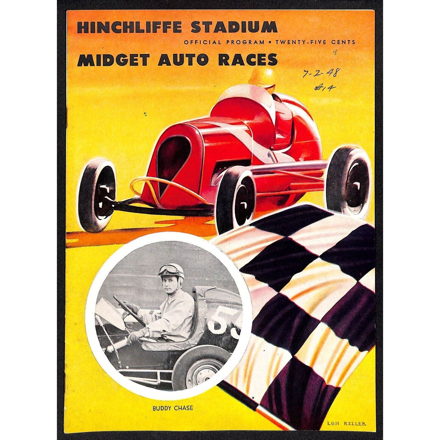 Hinchliffe Stadium Midget Auto Races 7/2 1948 Program Buddy Chase 8p VGC Scarce