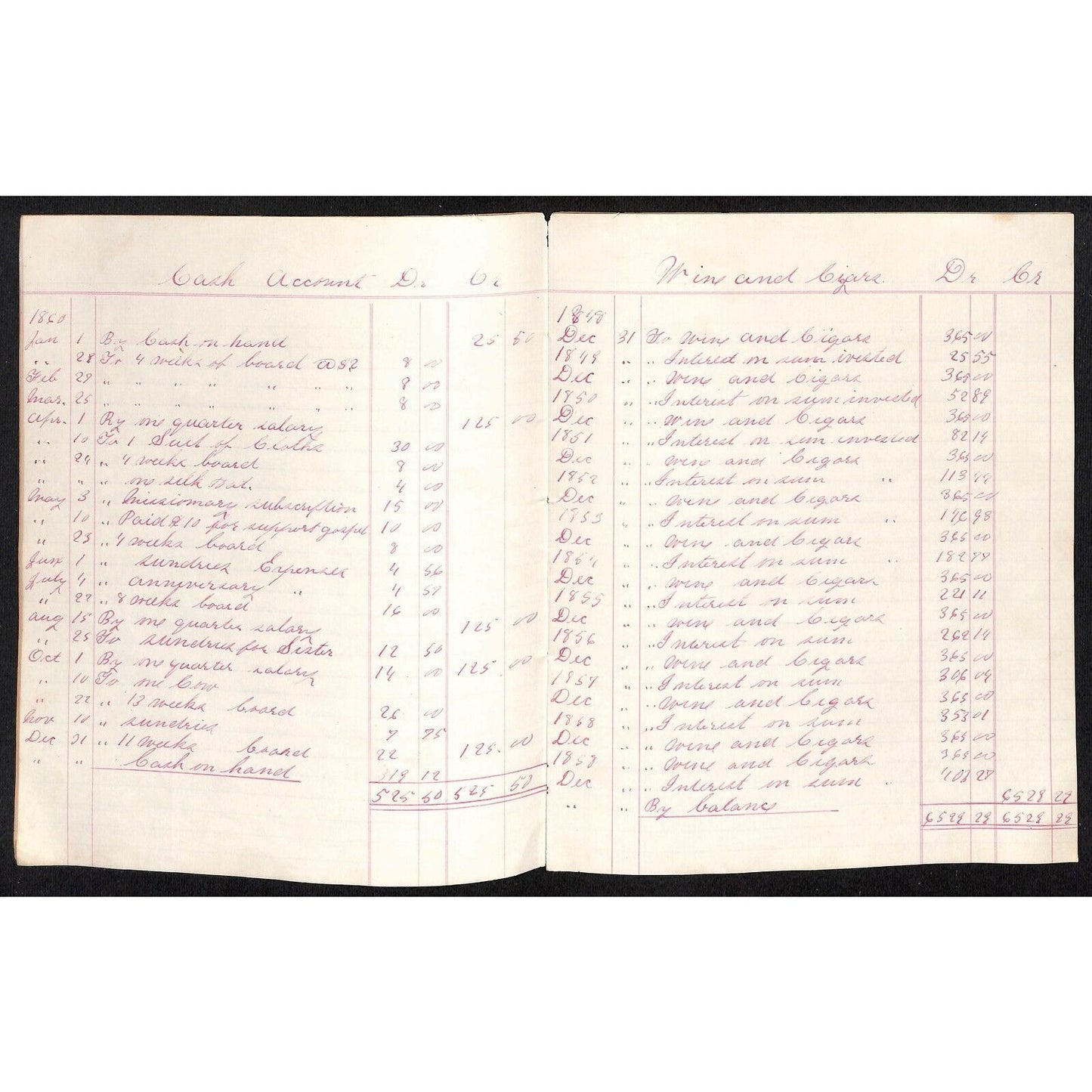 Nichols and Hall Book-Keeping Account for 1860 Wine & Cigar Merchant 24pp*