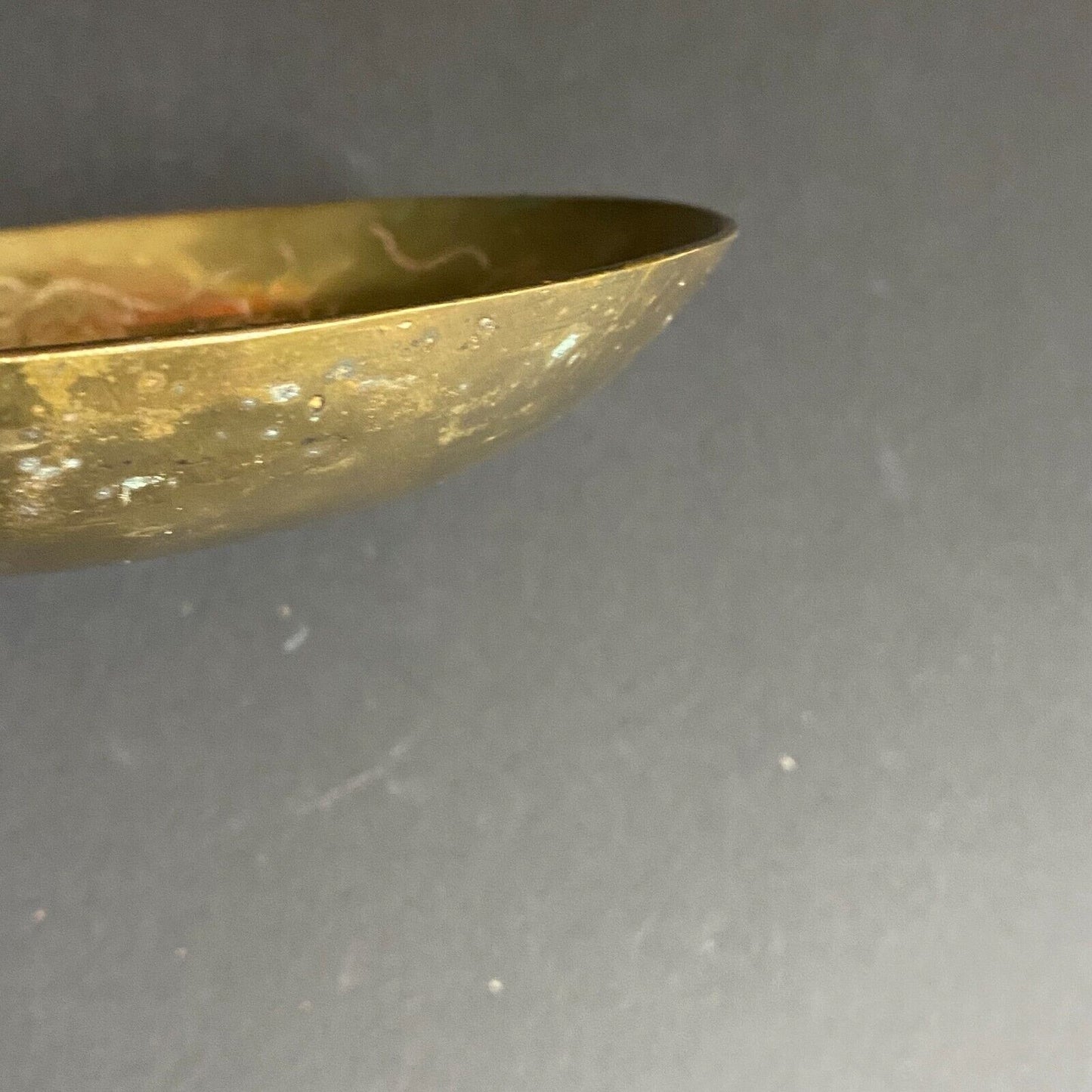 Vintage Lacquered Brass? Engraved Dragon Bowl / Dish 6" dia. 9oz. Marked China