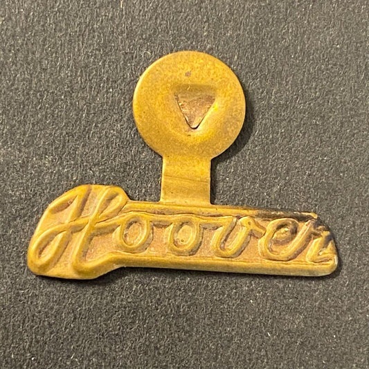 "Hoover" Election Campaign Non-Steel Fold Over Pin Reverse Embossed Small 7/8"