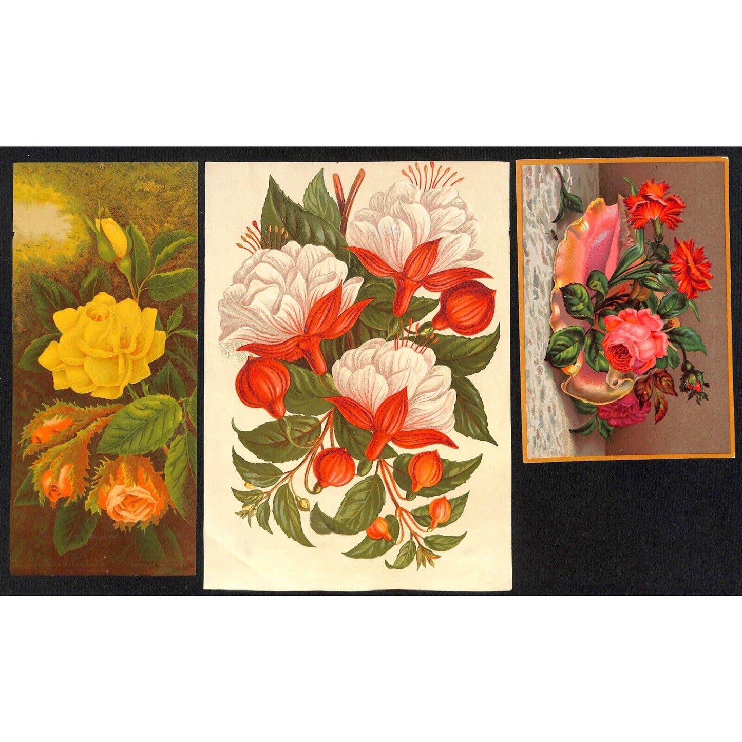Group of 33 Mostly Floral Themed Victorian Greeting / Holiday Cards