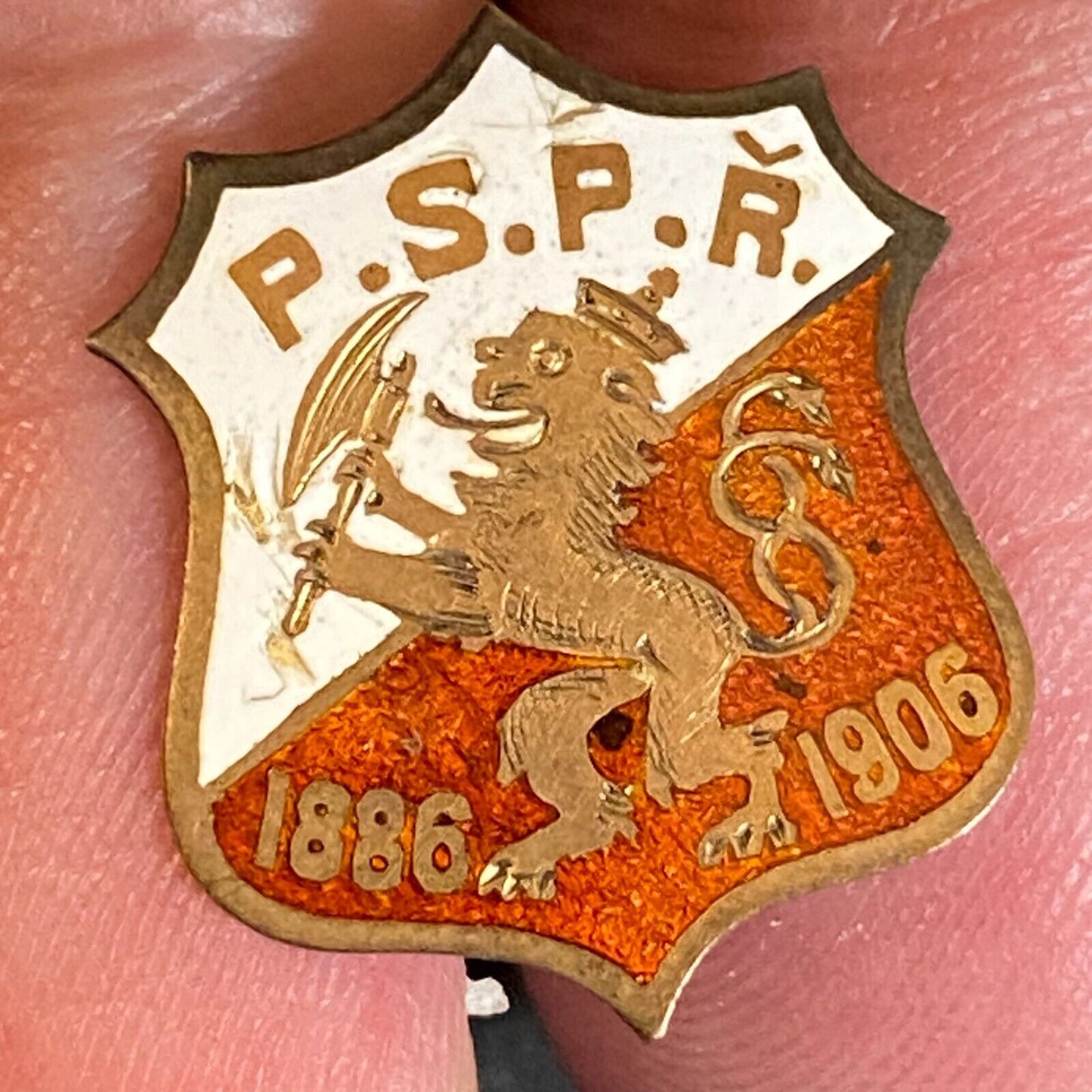 P.S.P.R. ?? 1886 - 1906 Color Enameled Shield Lapel Pin 19mm - Unknown Origin