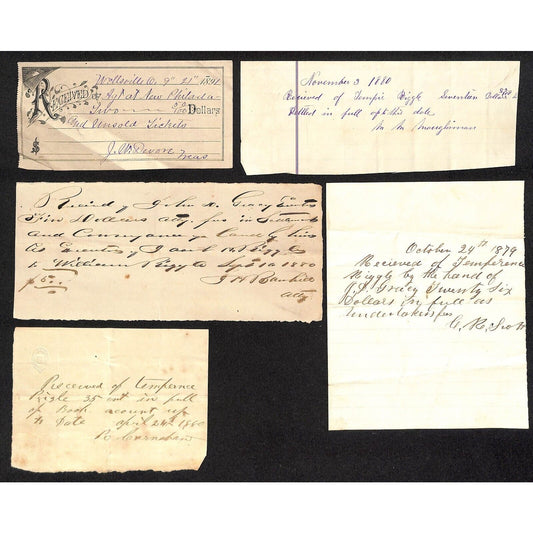 Barbara / Jacob Miller New Philadelphia, OH 1890's Group of 5 Receipts